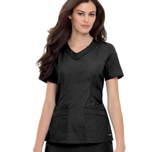 Landau Tops - Landau Women’s Black Rounded V-Neck Tunic Scrub